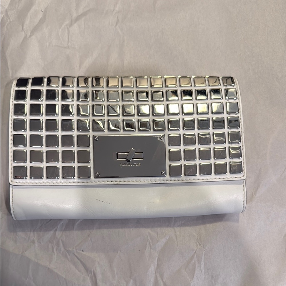 Chic White and Silver Women's Clutch